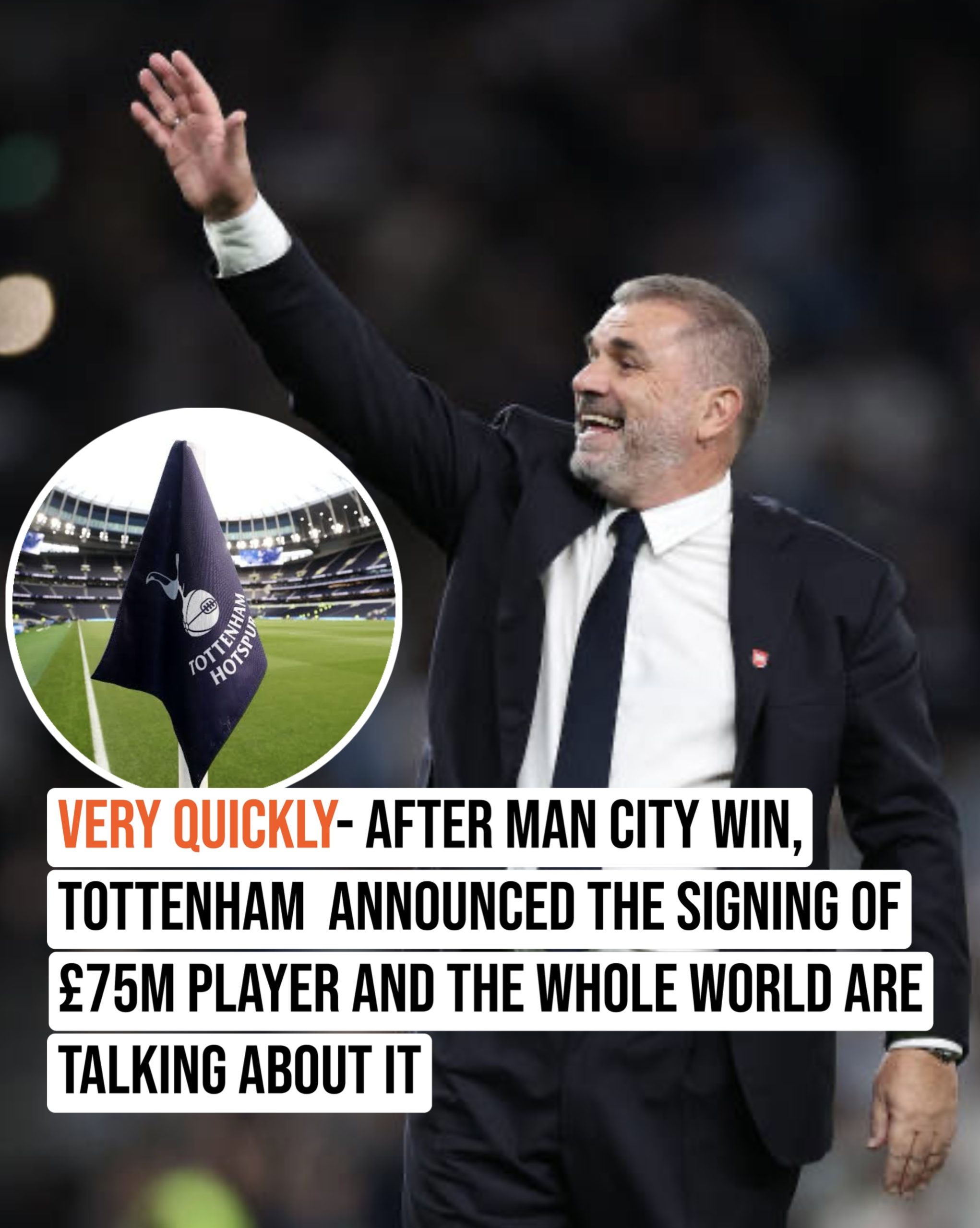 Very quickly- After man city win, Tottenham  announced the signing of £75M player and the whole world are talking about it