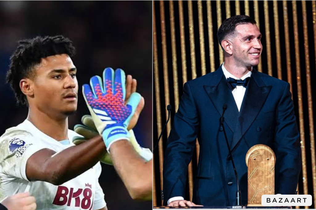 OLLIE WATKINS BECOMES THE FIRST ASTON VILLA PLAYER TO REACT TO EMILIANO MARTINEZ YASHIN TROPHY AS WORLD BEST GOAL KEEPER