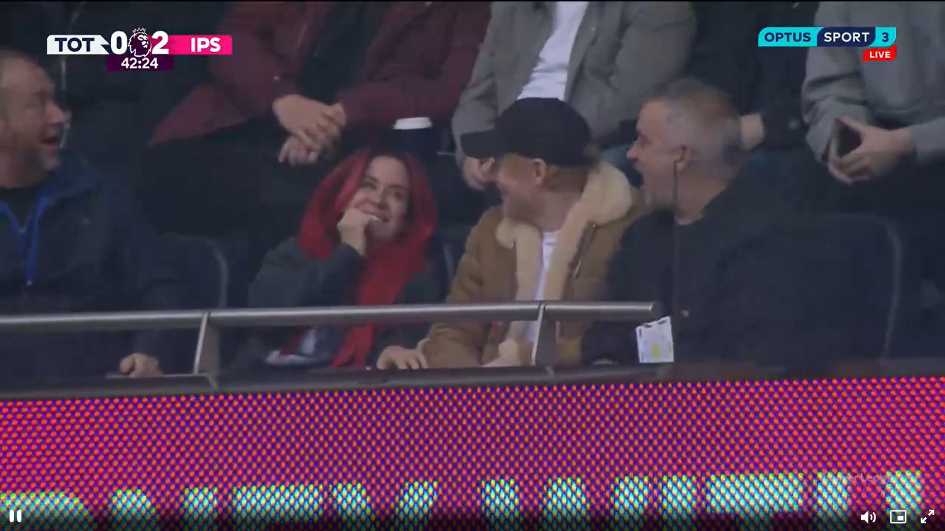 Footage of Tottenham Hotspur’s legend cut on camera laughing after the goal against Tottenham