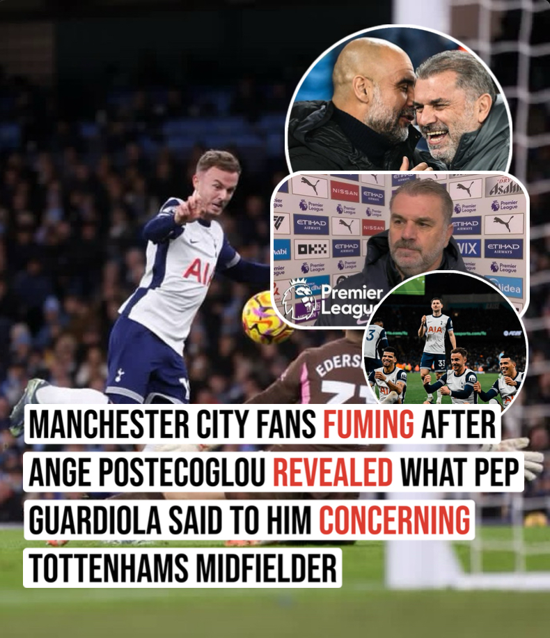 Manchester City fans fuming after Ange Postecoglou revealed what pep guardiola said to him concerning Tottenhams midfielder