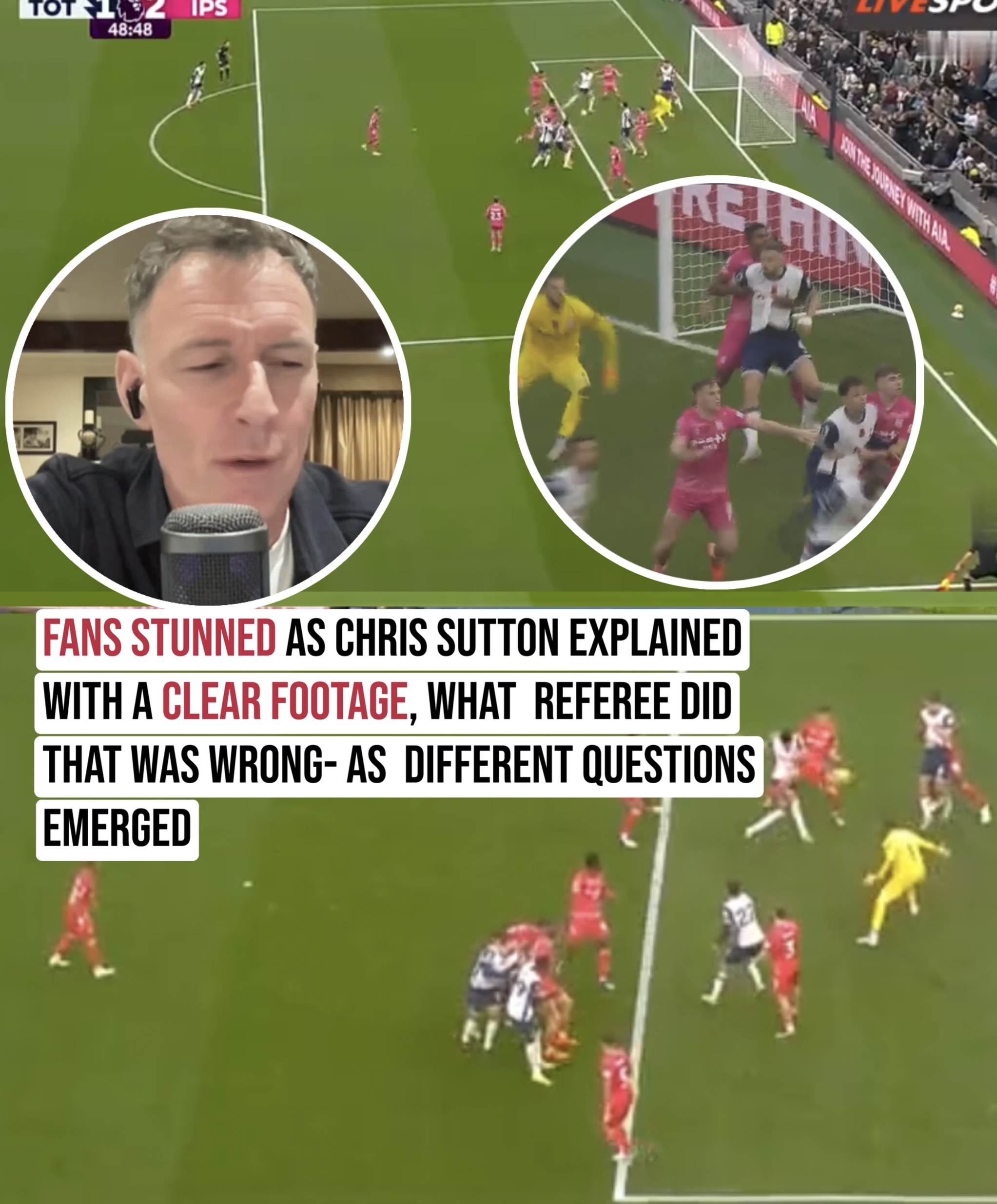 Fans stunned as chris sutton explained With a clear footage, what  referee did that was wrong- as  different questions emerged