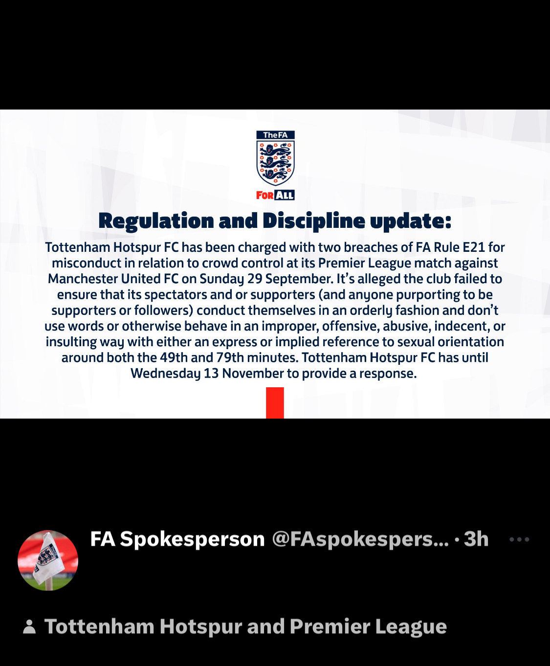 THE FA HAVE CHARGED TOTTENHAM AND IT’S CAUSING HAVOC ON SOCIAL MEDIA,THE CHARGE WAS FOR SUCH A RIDICULOUS REASON AND IT KEEP TRENDING.