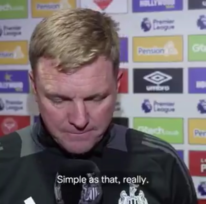 Newcastle boss Eddie Howe revealed why they lost against at brentford in an interview