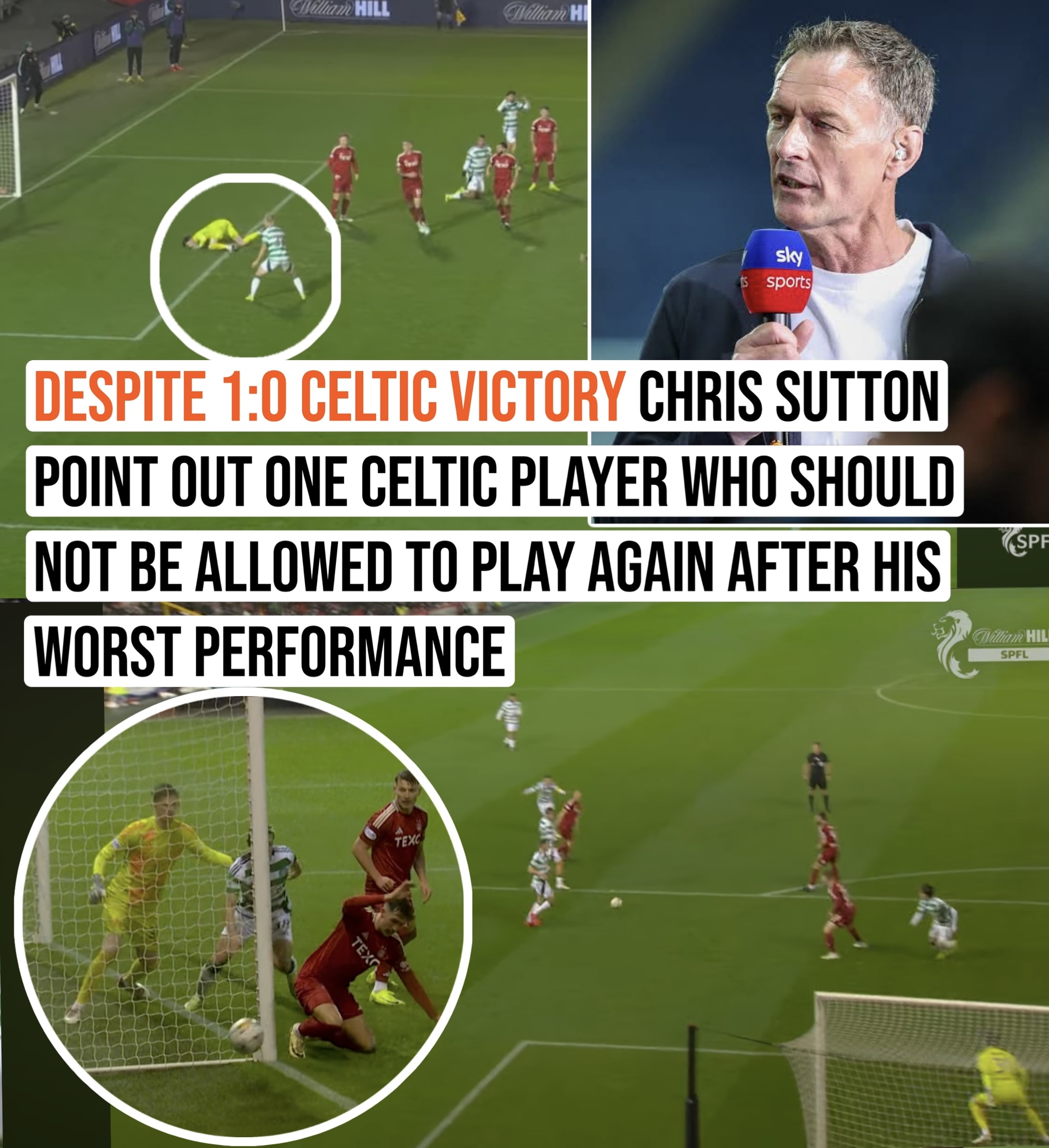 Despite 1:0 Celtic victory chris Sutton point out one Celtic player who should not be allowed to play again after his worst performance