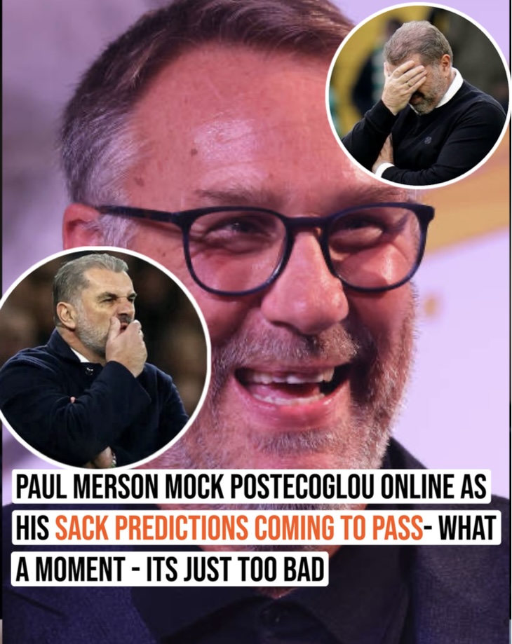 Paul merson mock postecoglou online as his sack predictions coming to pass- what a moment – its just too bad