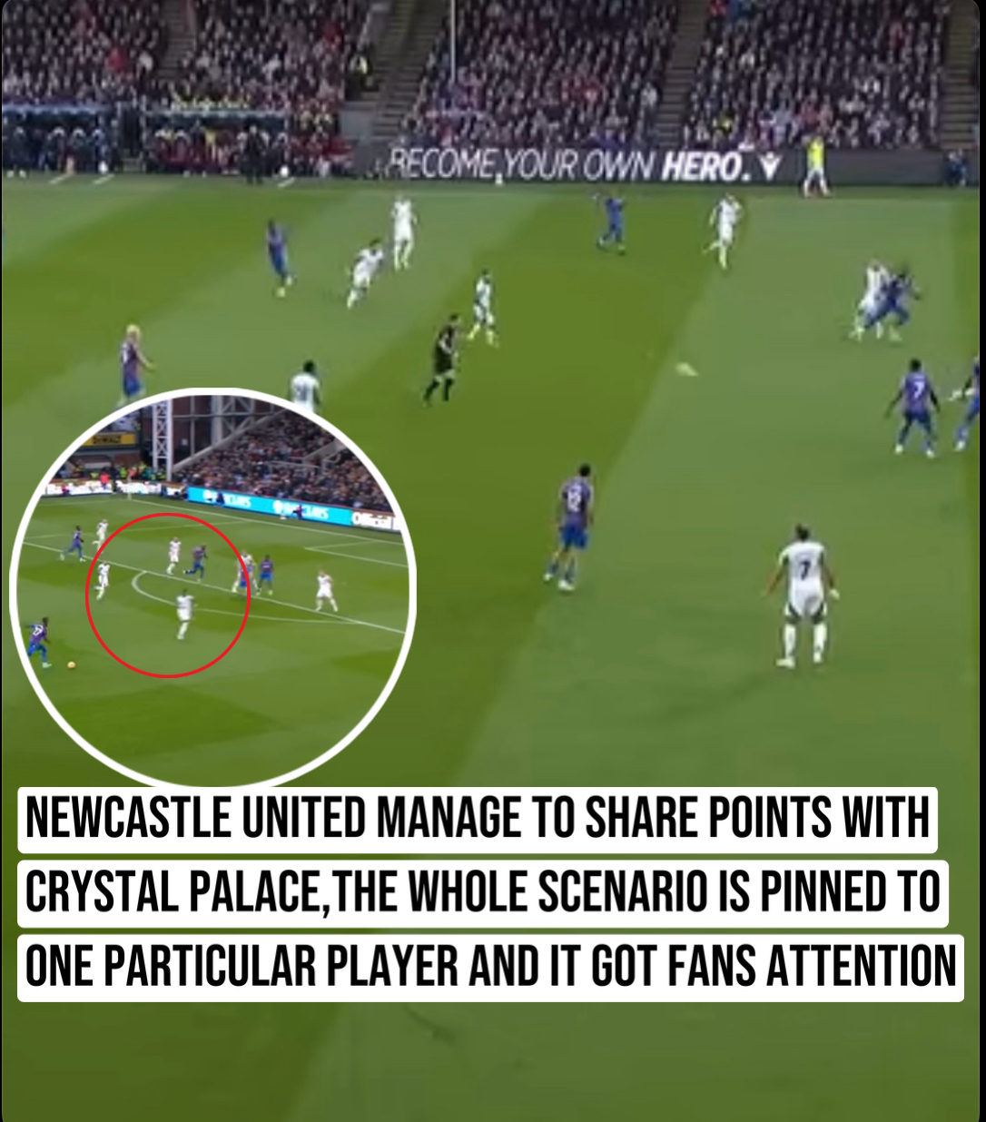 NEWCASTLE UNITED MANAGE TO SHARE POINTS WITH CRYSTAL PALACE,THE WHOLE SCENARIO IS PINNED TO ONE PARTICULAR PLAYER AND IT GOT FANS ATTENTION