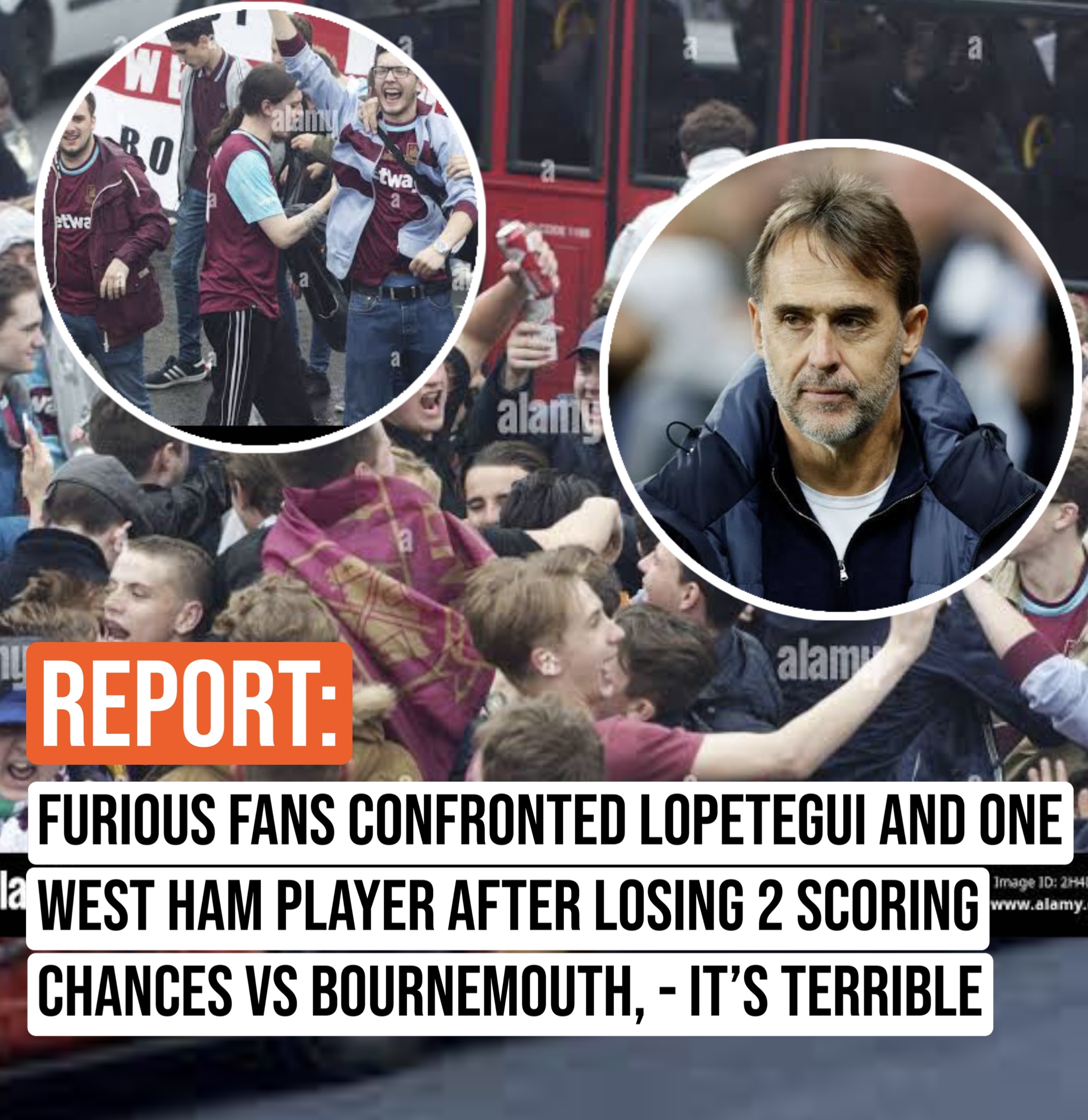 Furious Fans confronted Lopetegui and one west ham player after losing 2 scoring chances vs Bournemouth, – it’s terrible