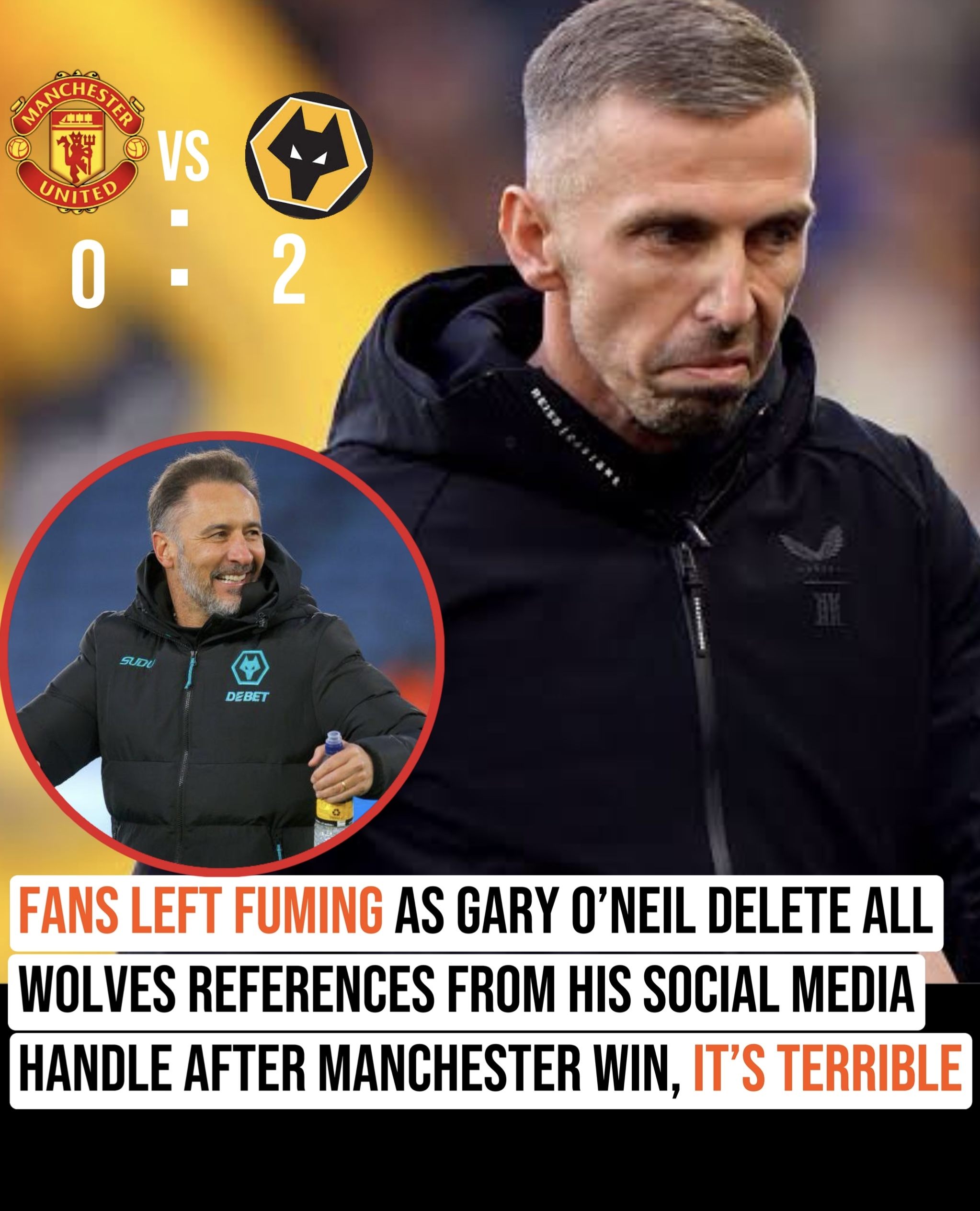 FANS ATTACK O’NEIL AFTER HE REACTED TO WOLVES 2:0 WIN VS MANCHESTER UNITED- IT WENT IN A WAY NO ONE EXPECTED