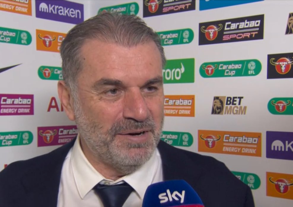 ange postecoglou produces awkward post-match interview despite Tottenham victory, it could be the end