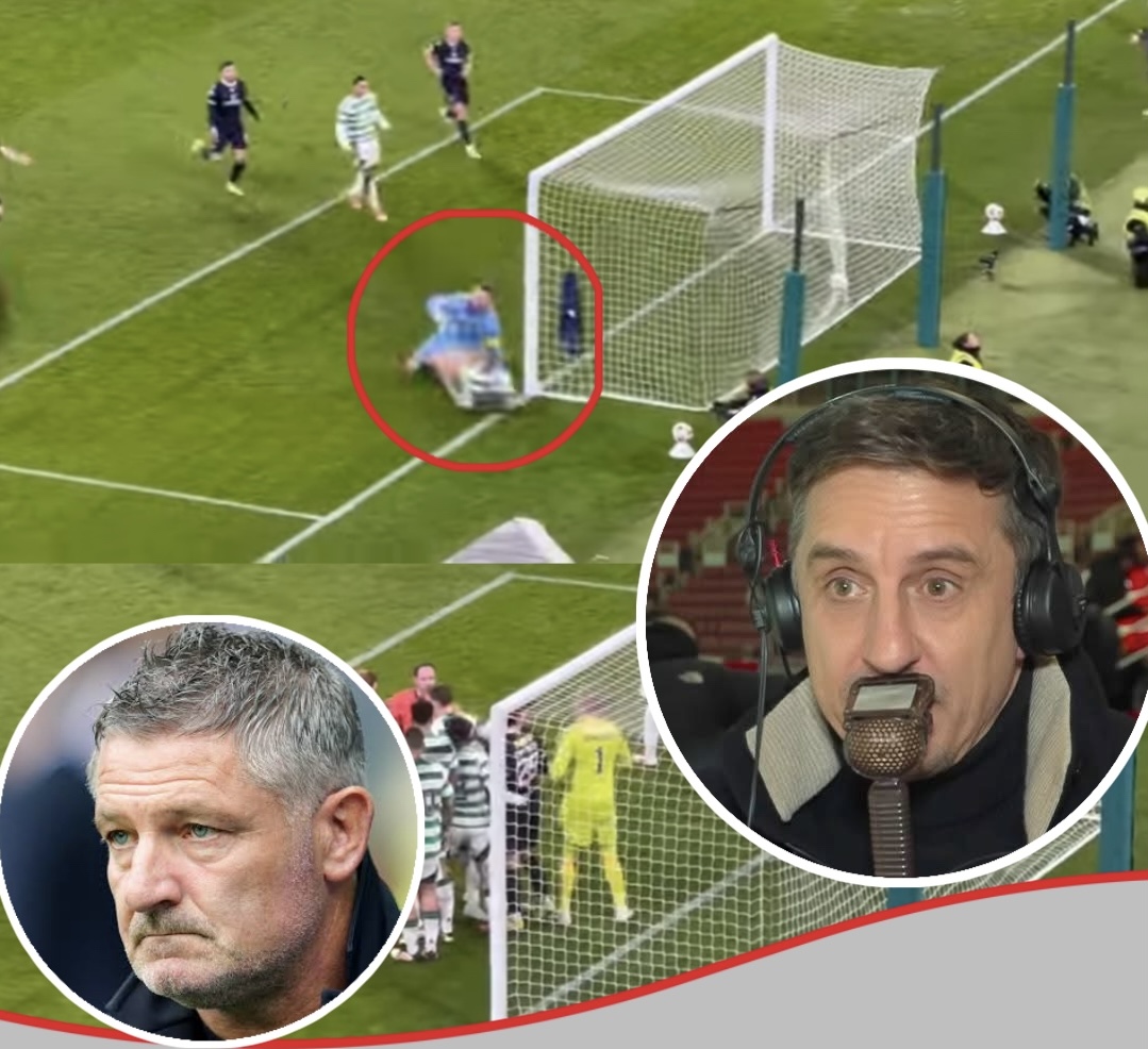 with a clear footage, gary naville for the first time slammed the whole celtic in a 52 minute comment  after seeing what a player did on the pitch – it’s brutal