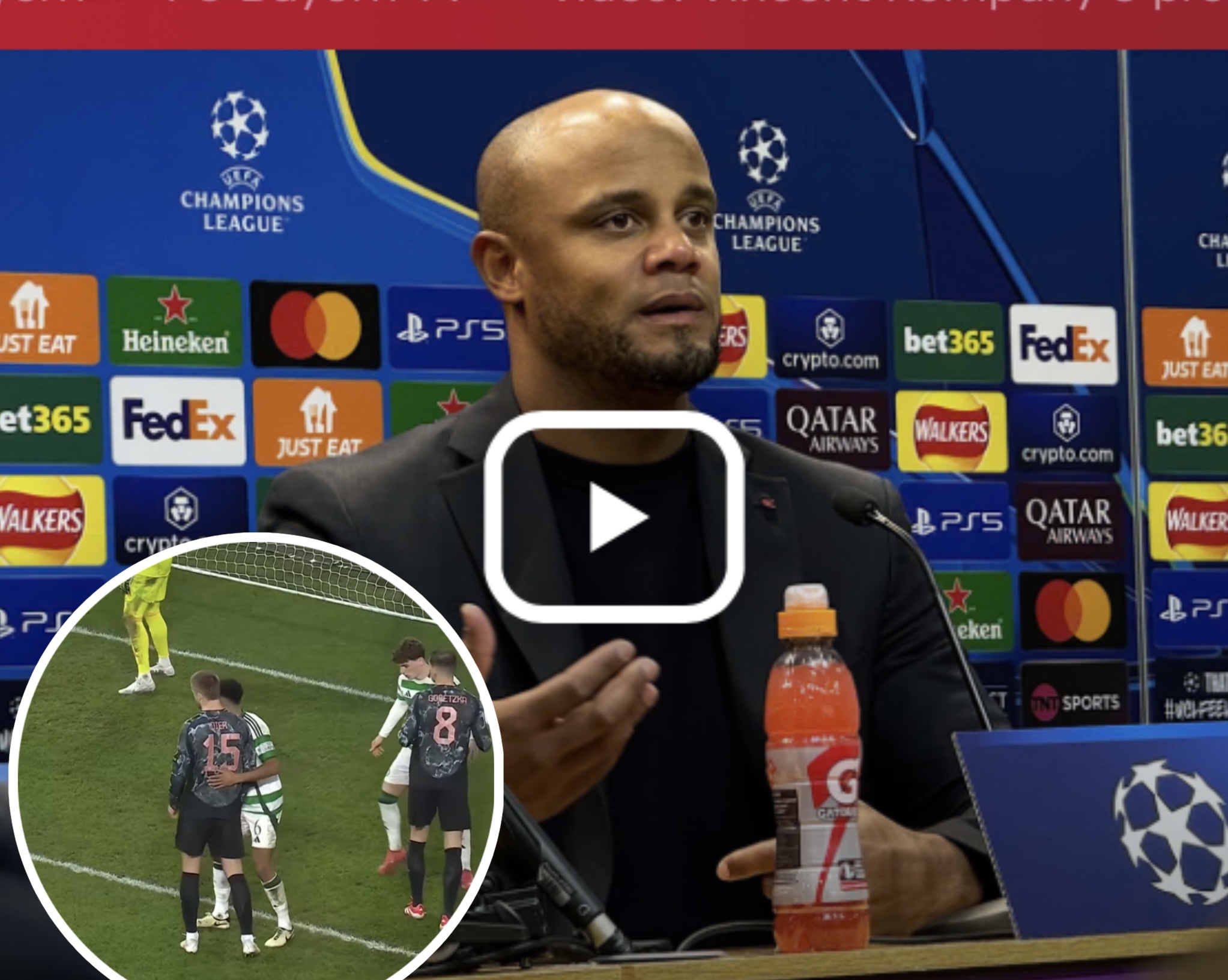 Celtic Fans brutally attacked Vincent Kompany for his post match interview  statement after 2:1 win against Celtic